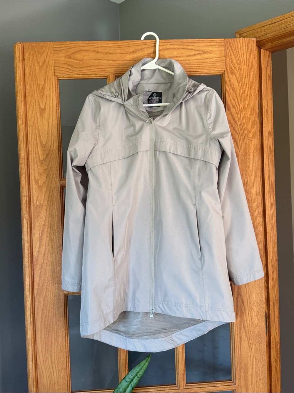 Mondetta Pale Gray Hooded Trench Coat